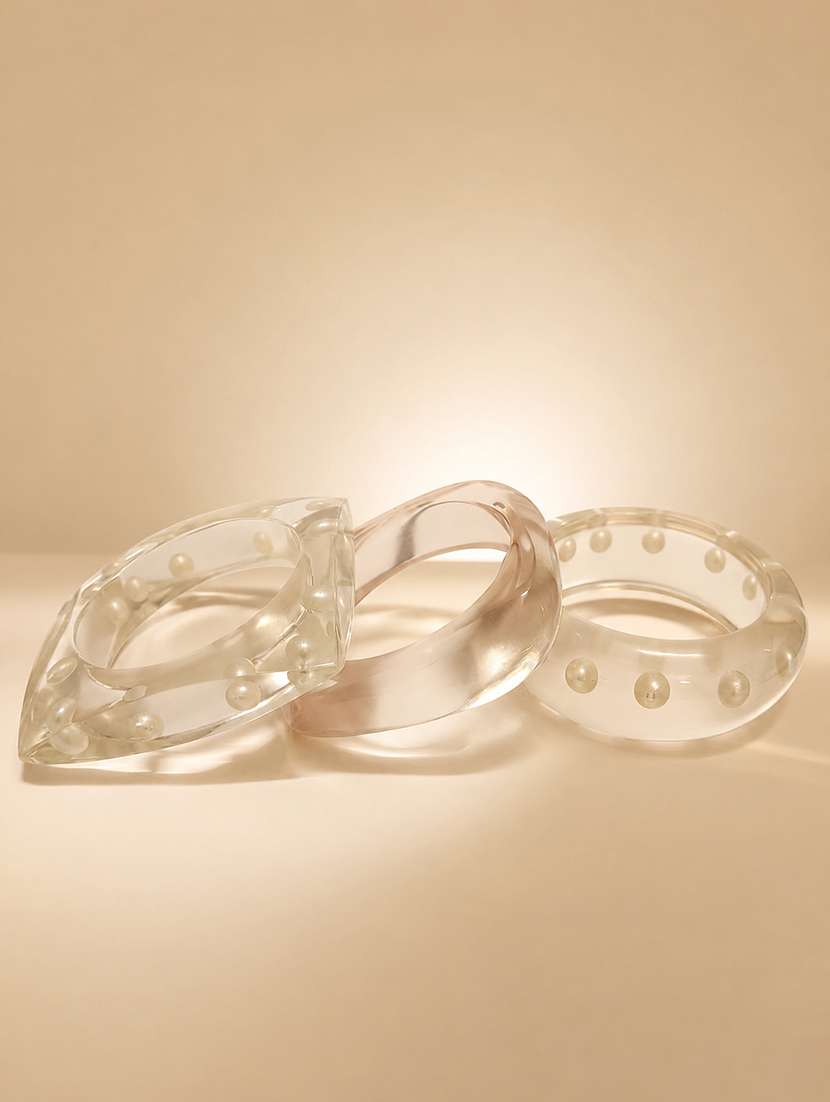 women set of 3 transparent resin bangle set