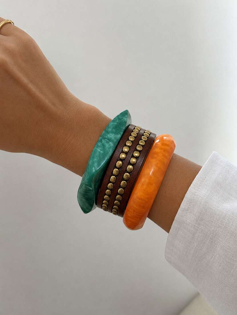 Women Set Of 3 Wood & Resin Bangles - 22614909 -  Standard Image - 5