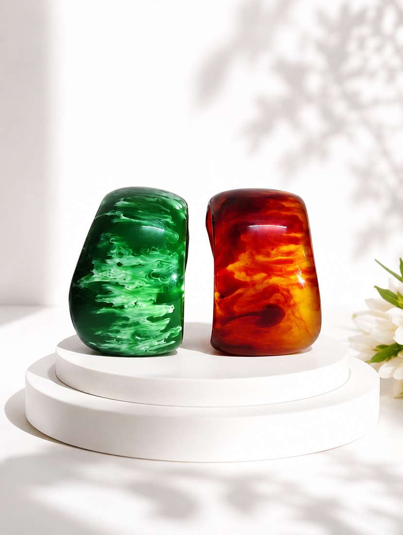 women set of 2 marbled resin bangles