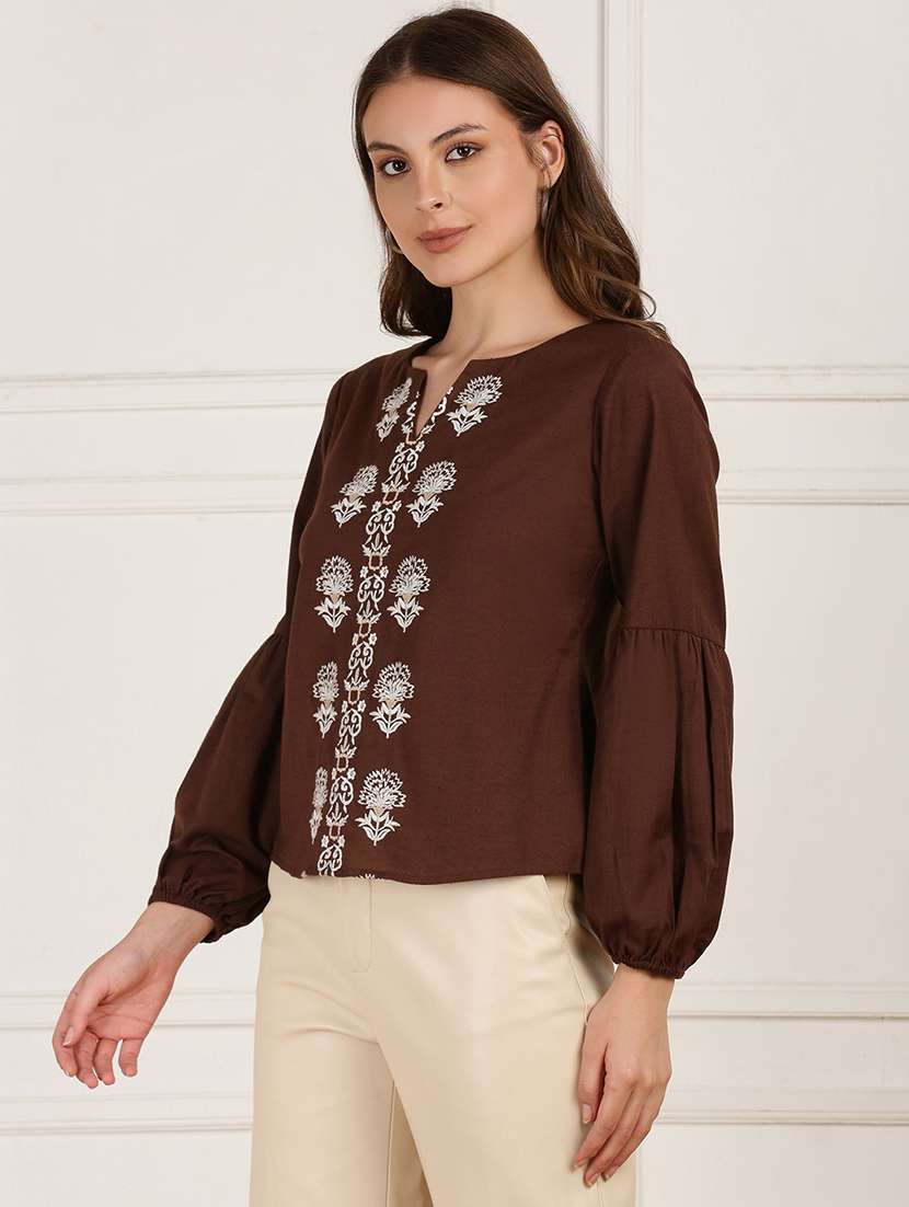 Women Embroidered Long Sleeves Regular Top - 22614971 -  Standard Image - 3