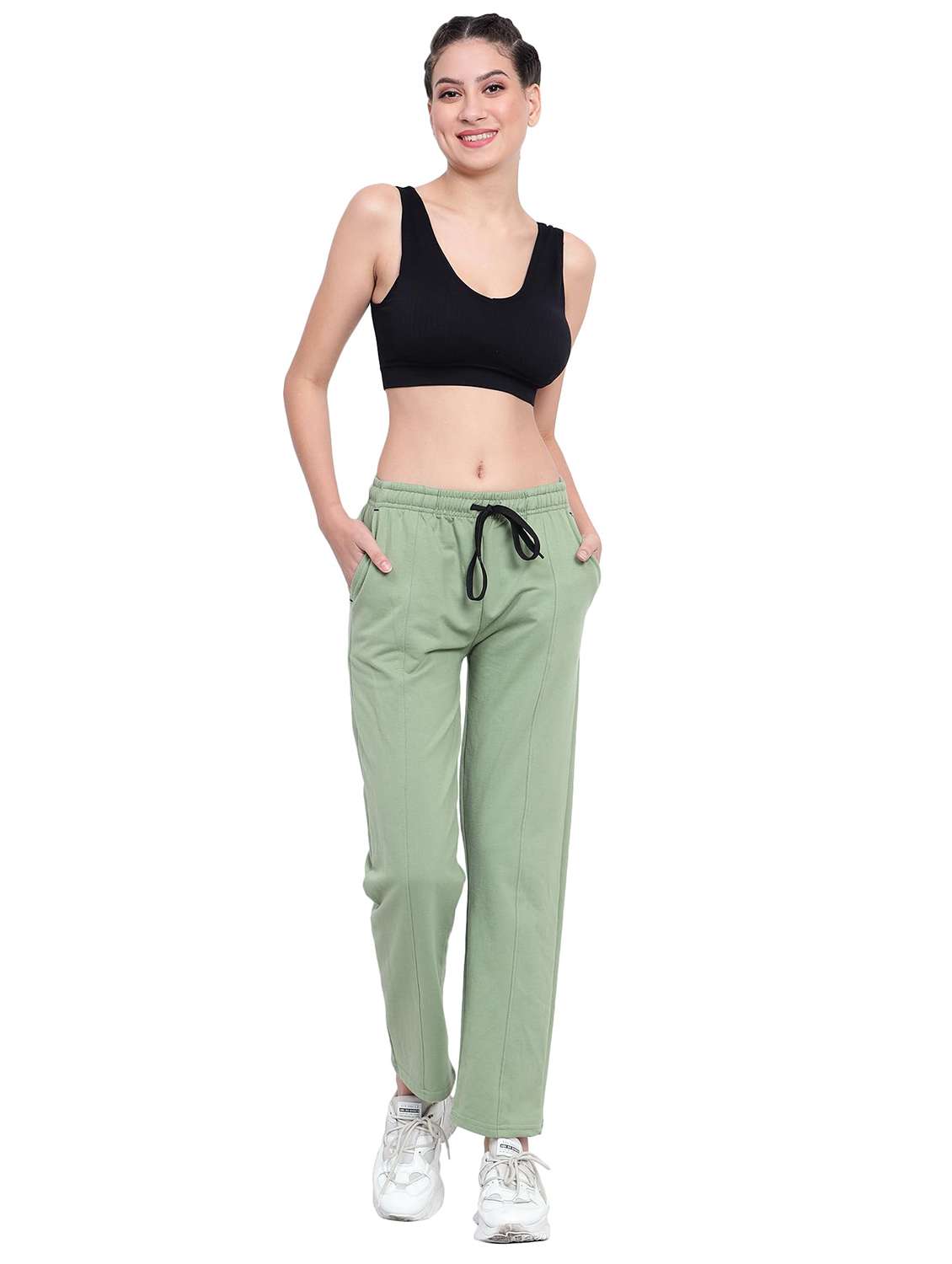 Women Solid Mid Rise Regular Fit Track Pant - 22615031 -  Standard Image - 3