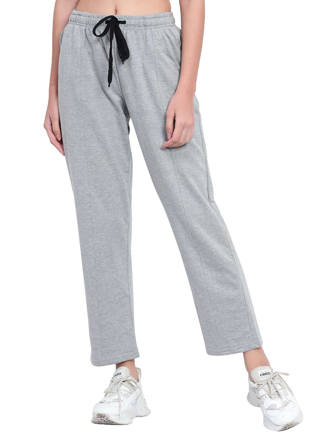 women solid mid rise regular fit track pant