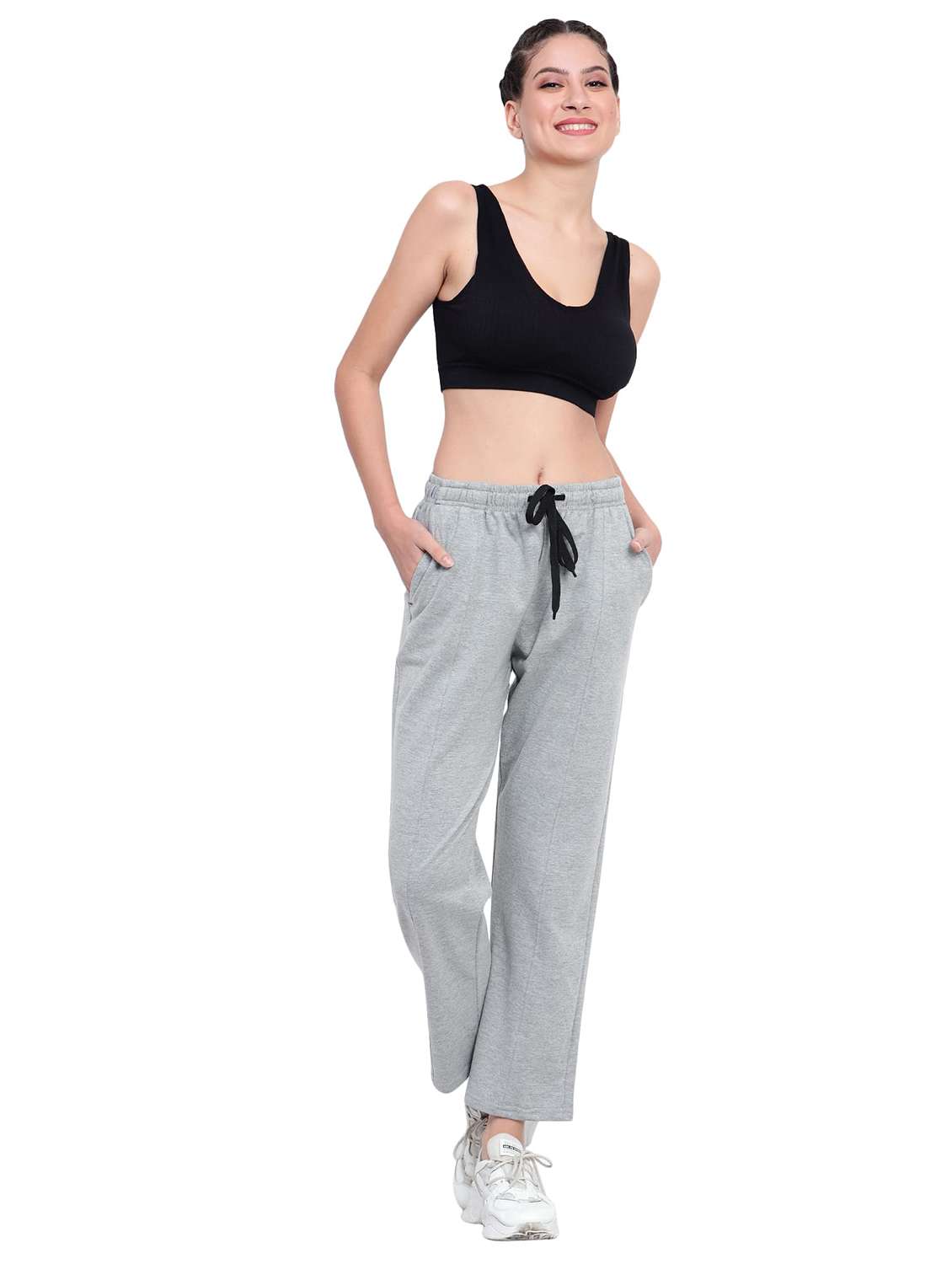 women solid mid rise regular fit track pant - 22615033 -  Standard Image - 3