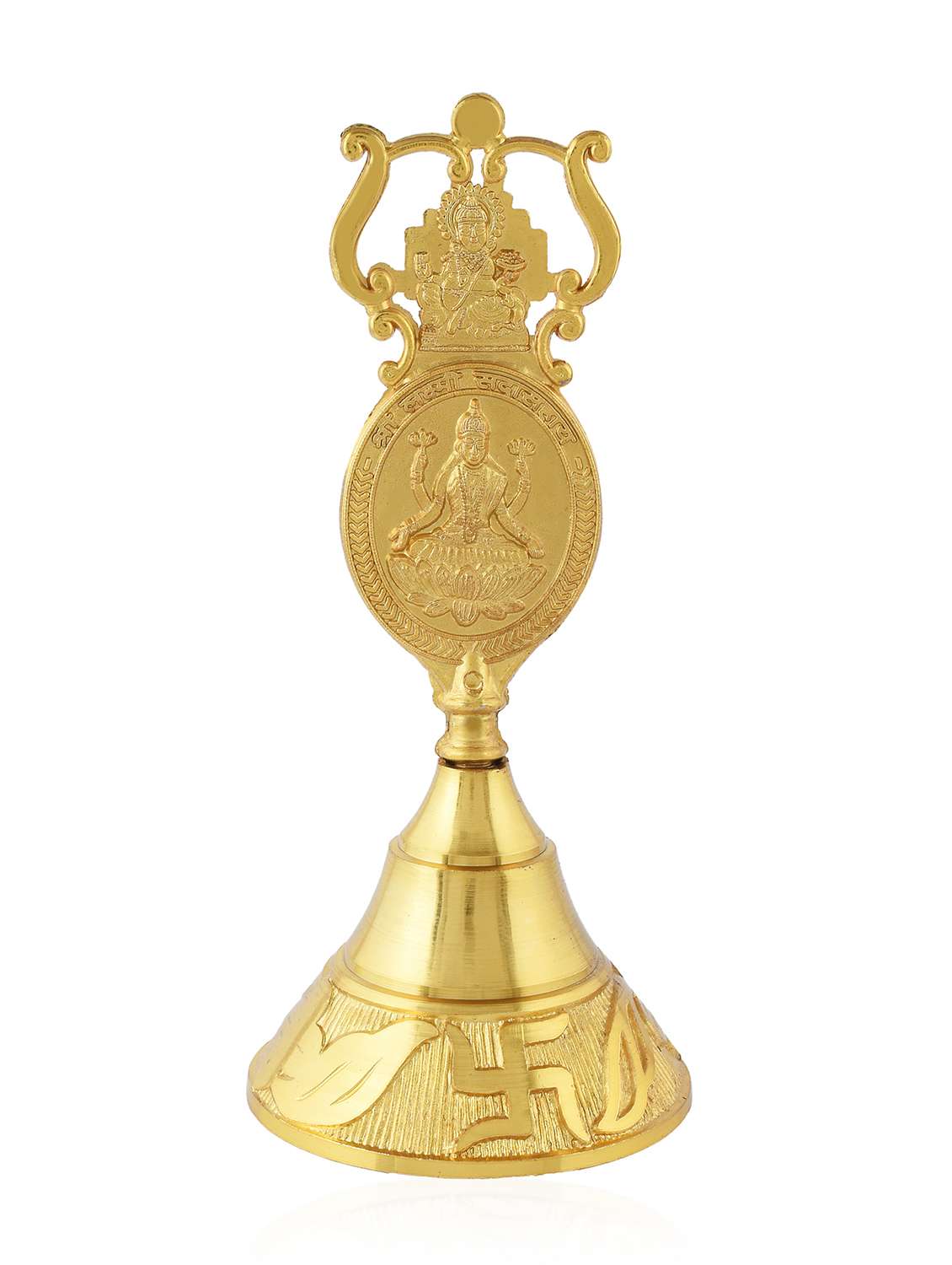 brass gold big bell with ganesh motif - 22615051 -  Standard Image - 3