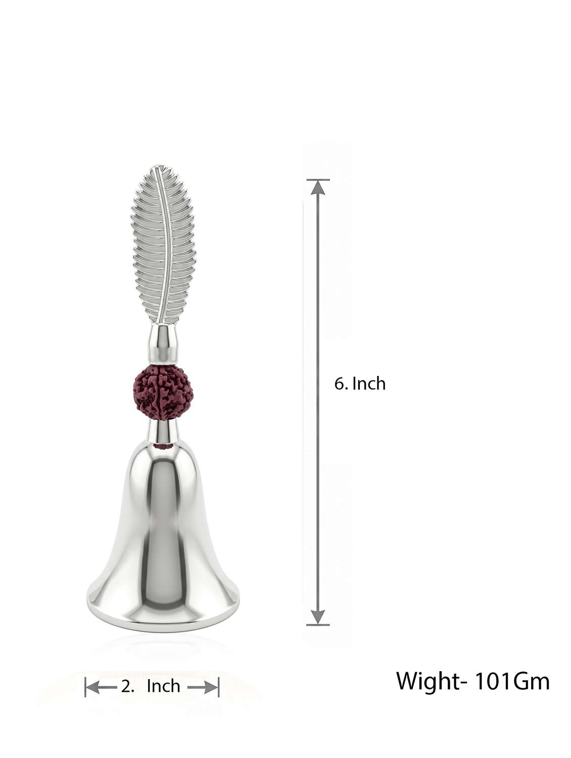 big silver plated bell with leaf and rudraksh - 22615057 -  Standard Image - 3