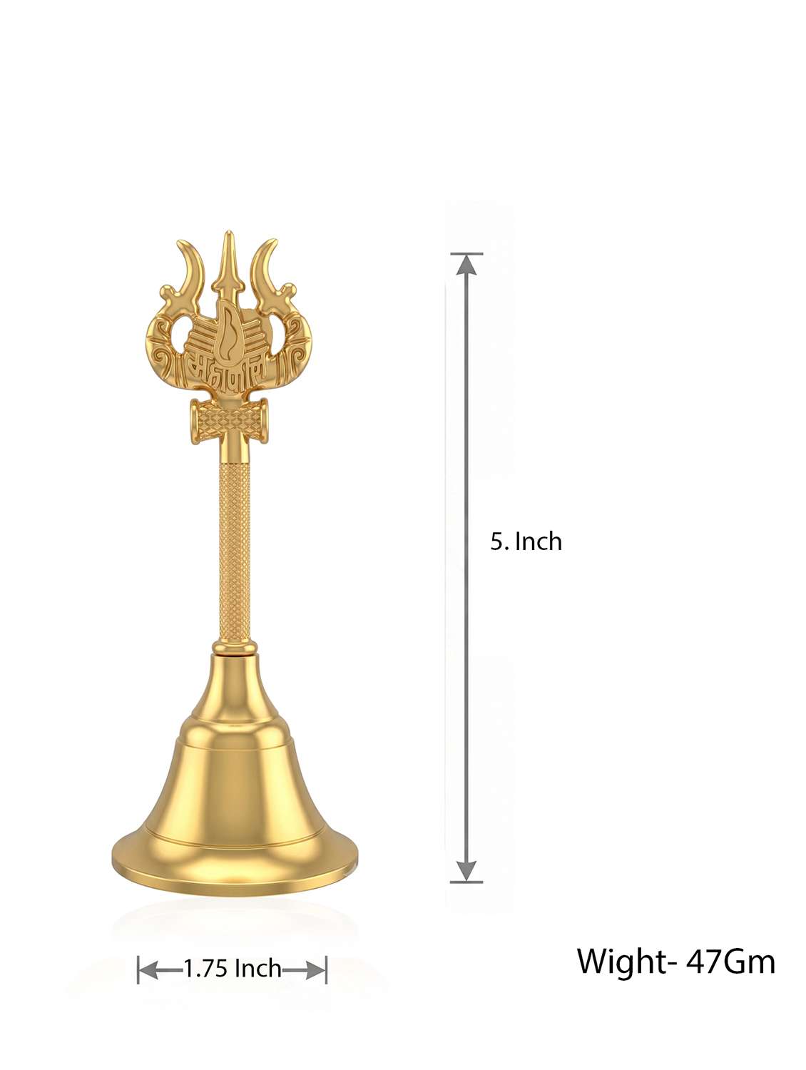 brass gold bell with mahakal trishul stem - 22615058 -  Standard Image - 3