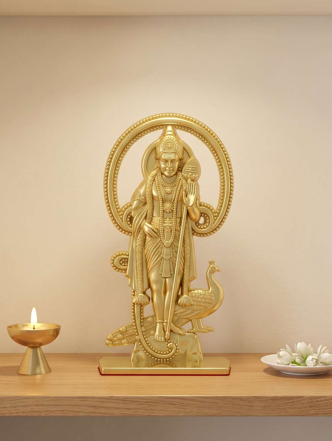 brass gold murugan kartikeyan idol stand