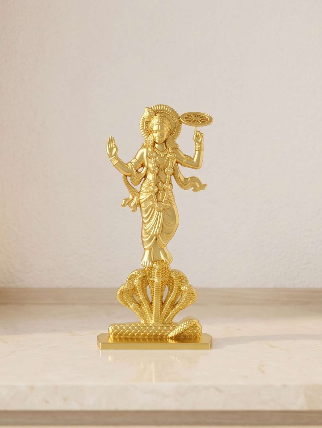 brass gold standing vishnu spiritual idol stand