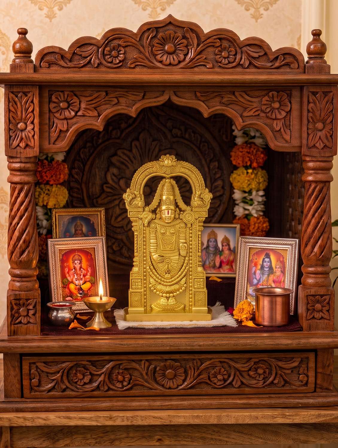 brass gold tirupati balaji stand idol - 22615064 -  Standard Image - 3