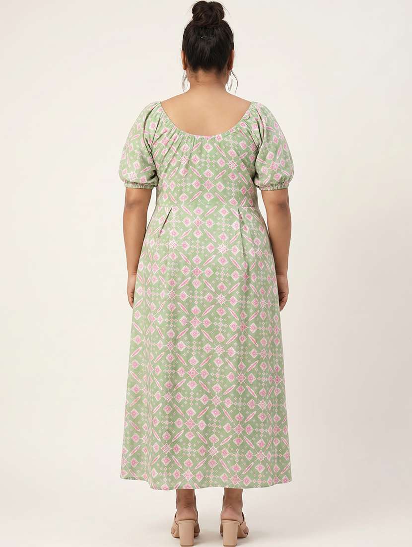 Women Printed Puff Sleeves A-line Dress - 22615067 -  Standard Image - 3