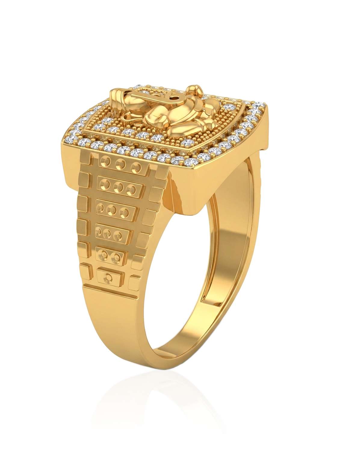 men gold brass finger ring with stone closed loop - 22615098 -  Standard Image - 3