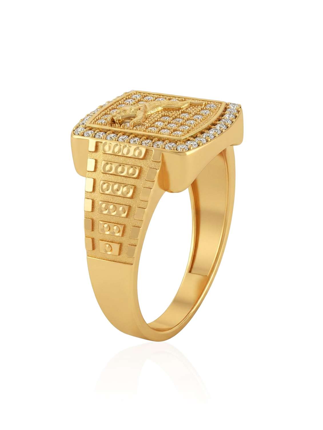 men gold brass imitation diamond jaguar finger ring - 22615103 -  Standard Image - 3