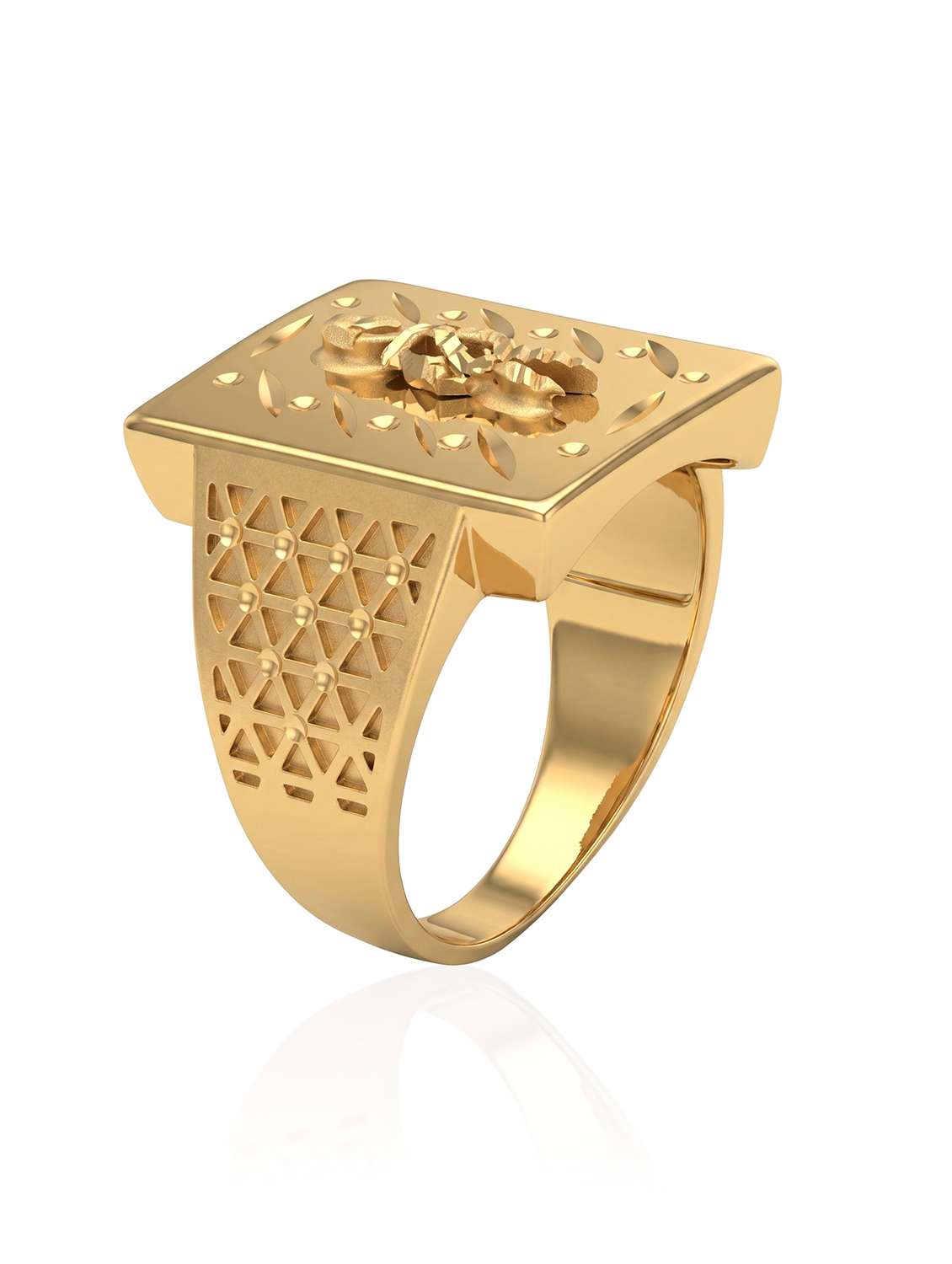 men gold brass krishna motif finger ring - 22615105 -  Standard Image - 3