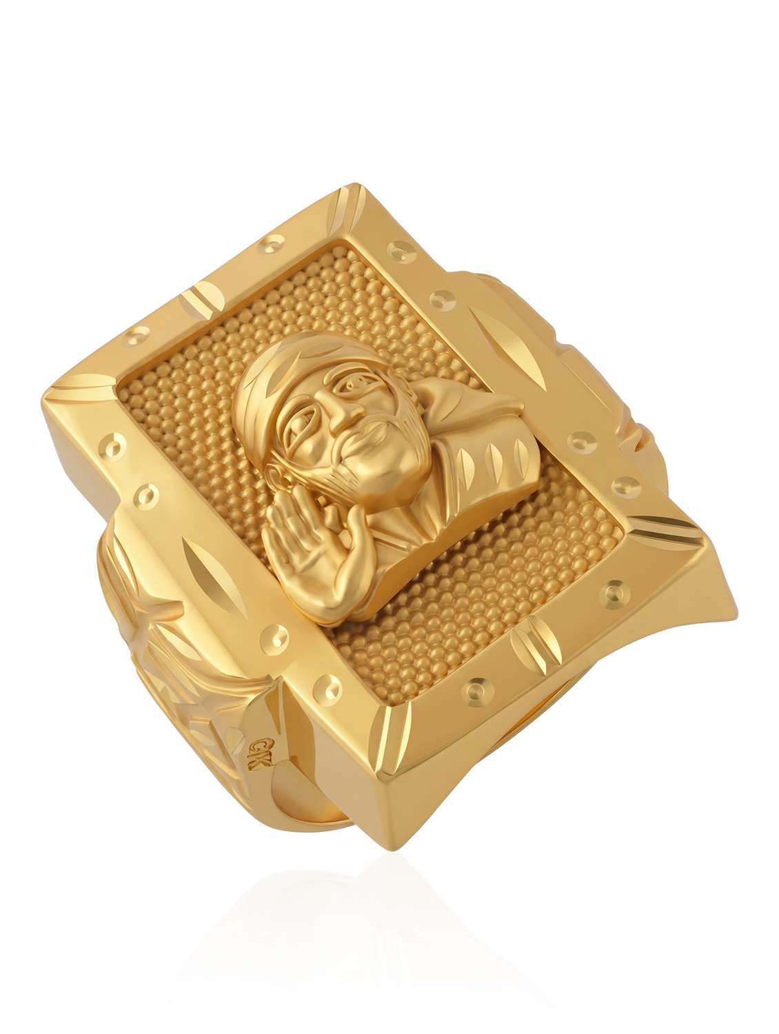 men brass micron gold plated finger ring with sai baba motif - 22615107 -  Standard Image - 3