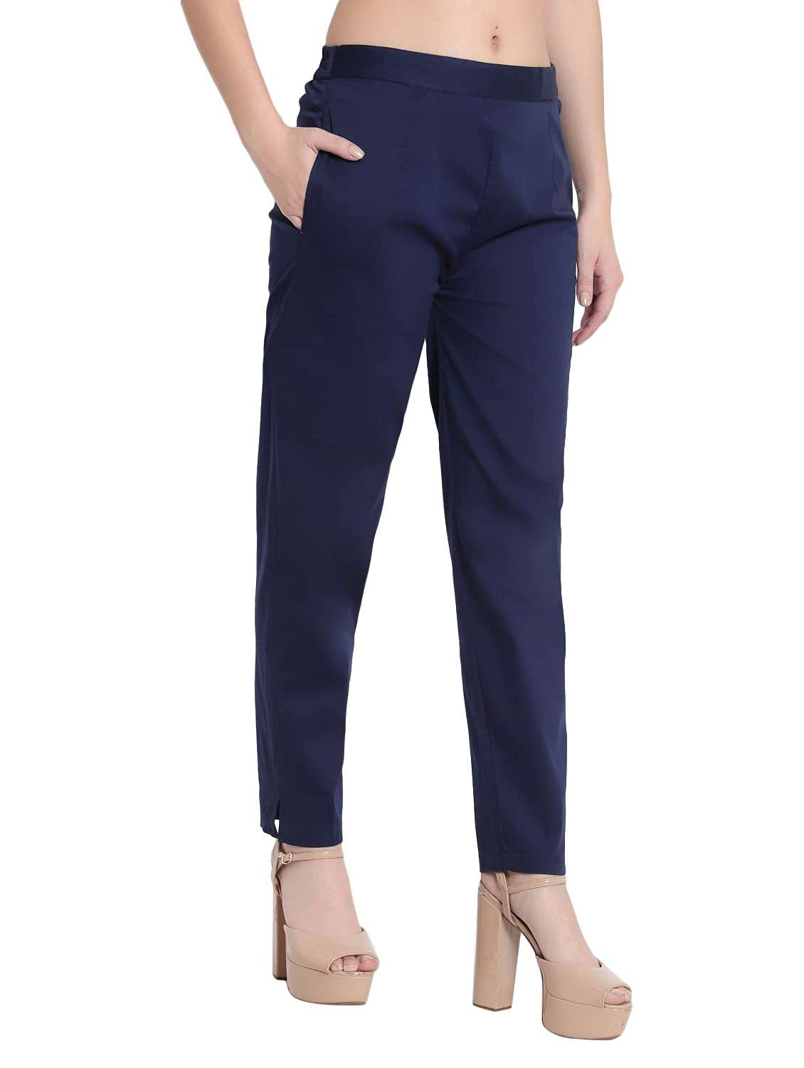Women Solid Mid Rise Tapered Pant - 22615147 -  Standard Image - 3