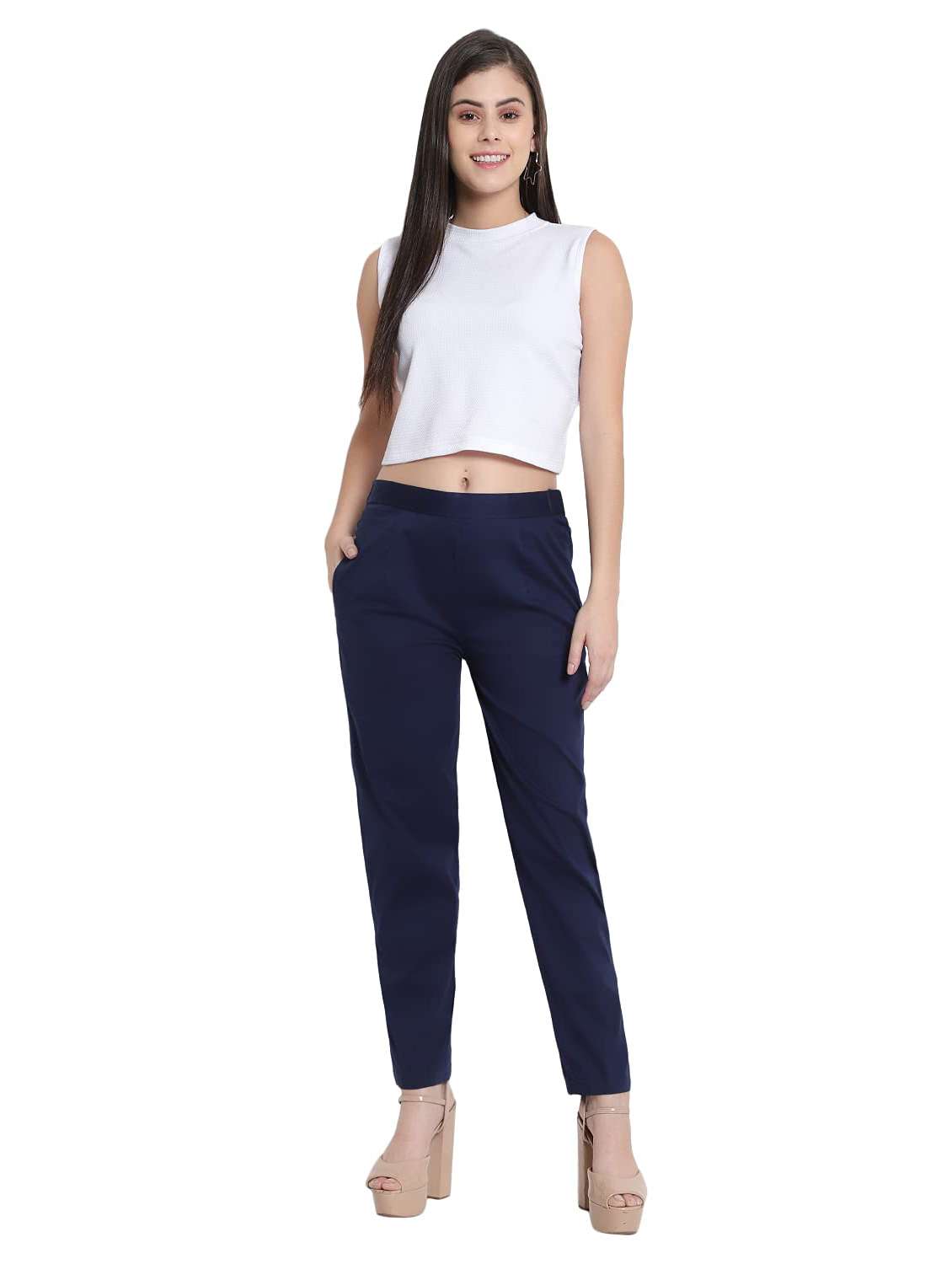 Women Solid Mid Rise Tapered Pant - 22615147 -  Standard Image - 5