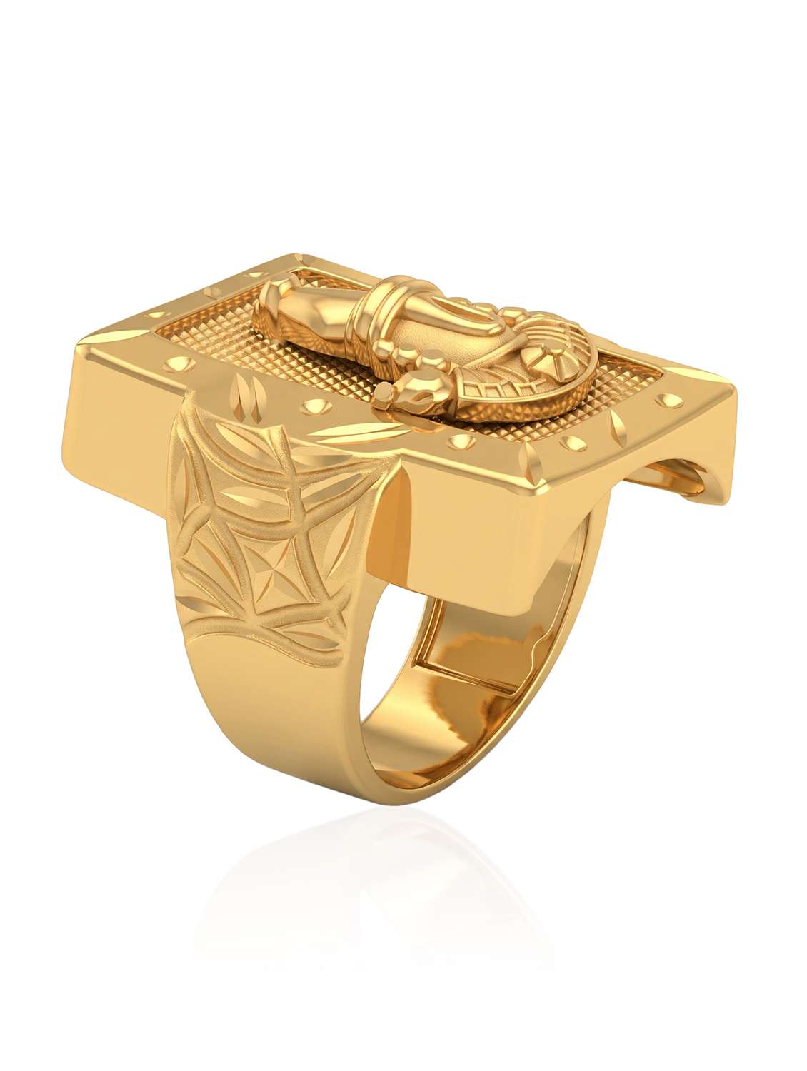 men gold brass finger ring with closed loop closure - 22615212 -  Standard Image - 3