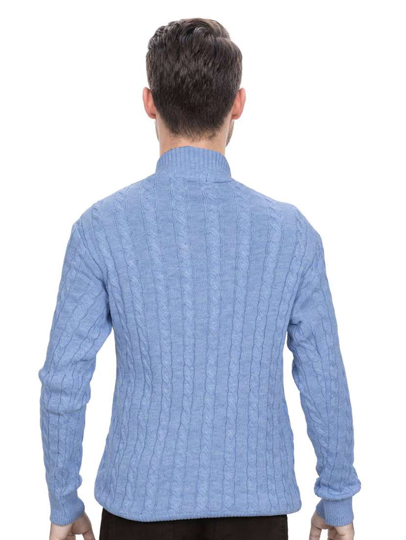 men self design stand collared pullover - 22615215 -  Standard Image - 3