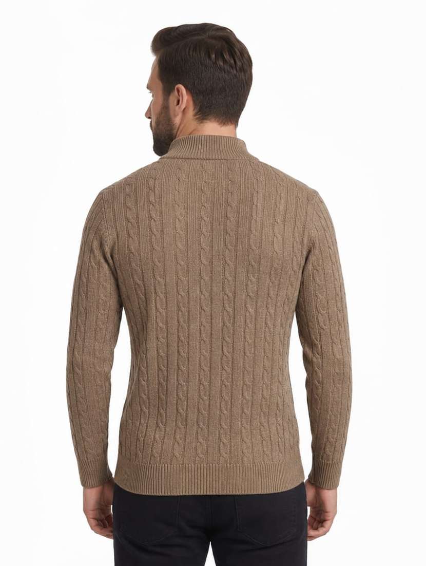 men self design stand collared pullover - 22615216 -  Standard Image - 3