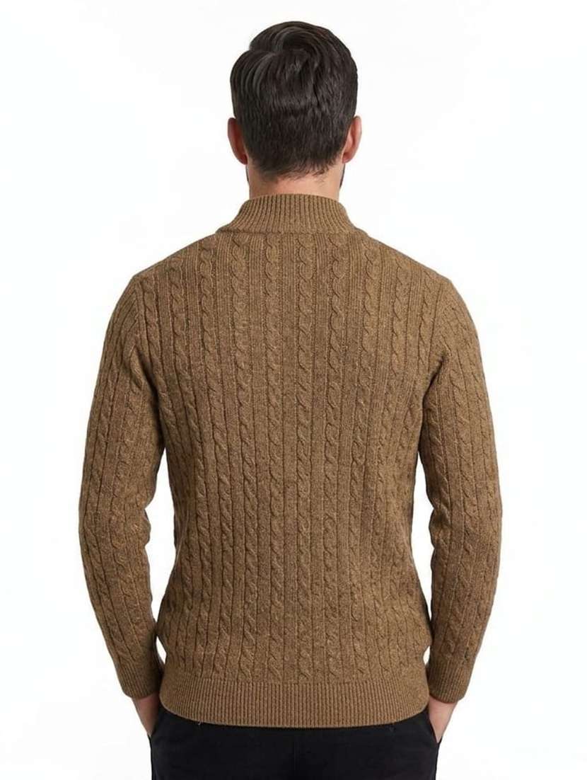 men self design stand collared pullover - 22615217 -  Standard Image - 3