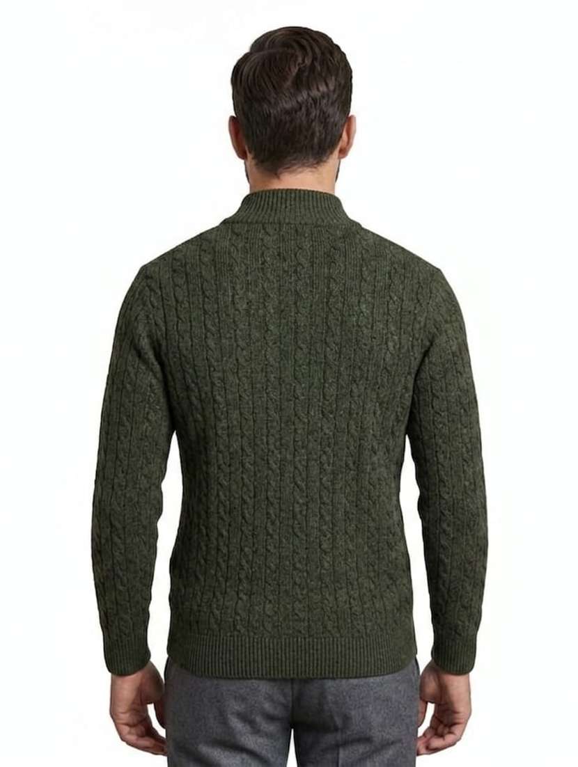 men self design stand collared pullover - 22615219 -  Standard Image - 3