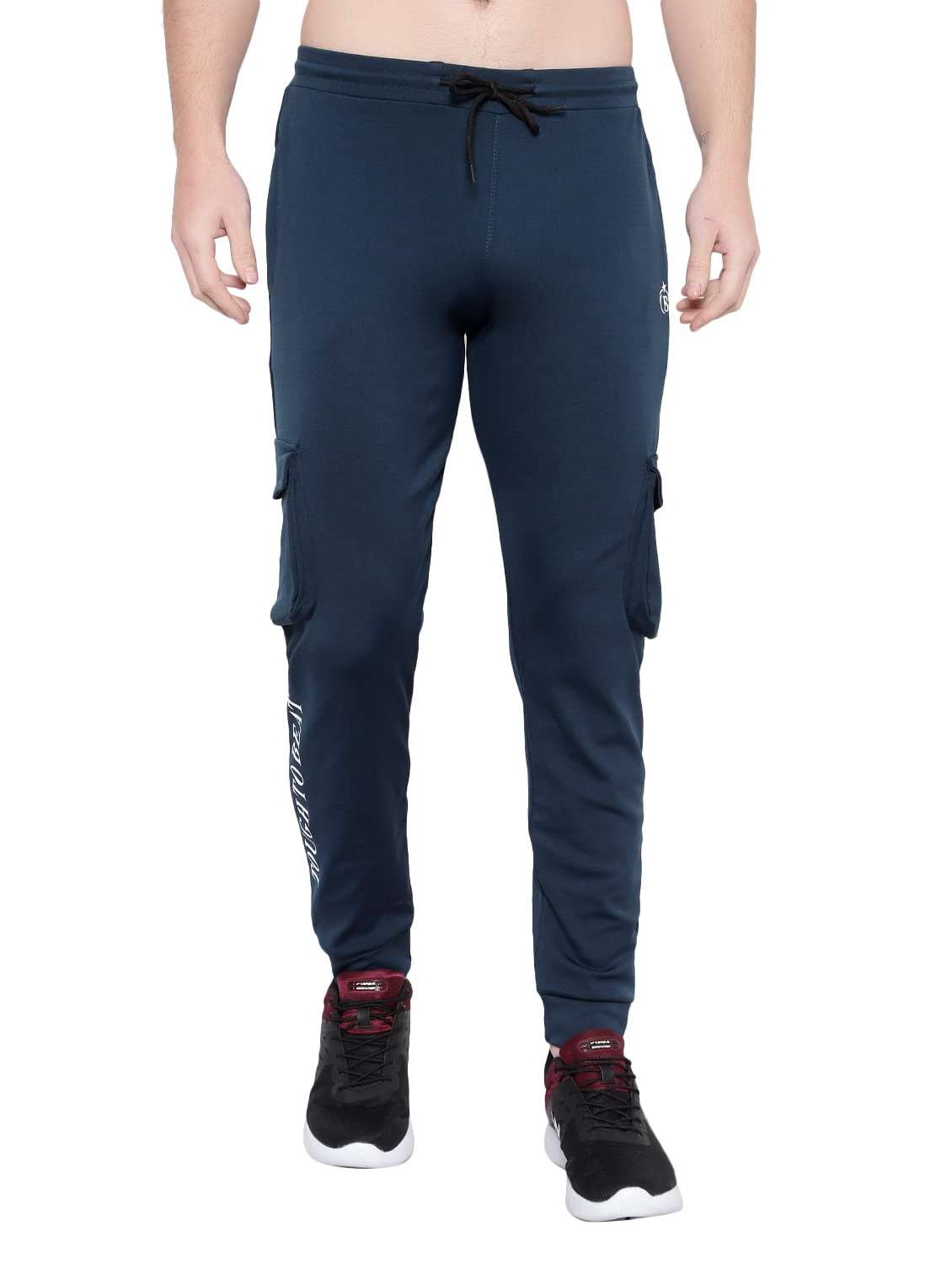 men solid mid rise regular fit jogger