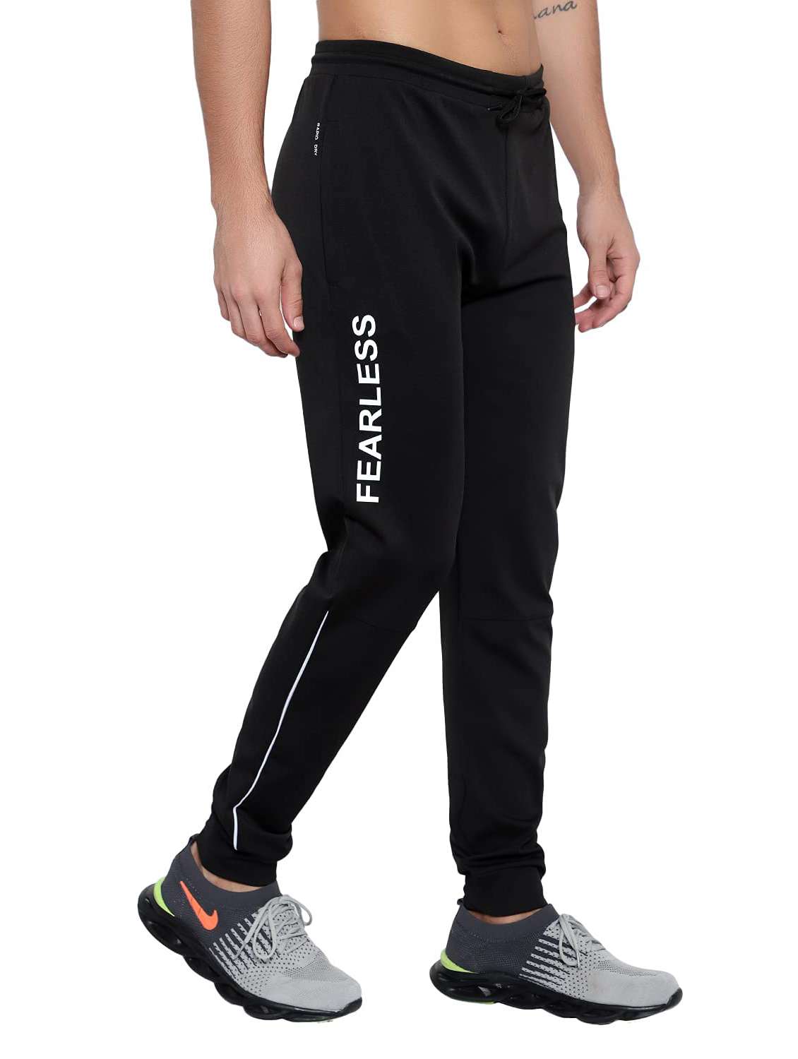 men typographic mid rise regular fit track pant