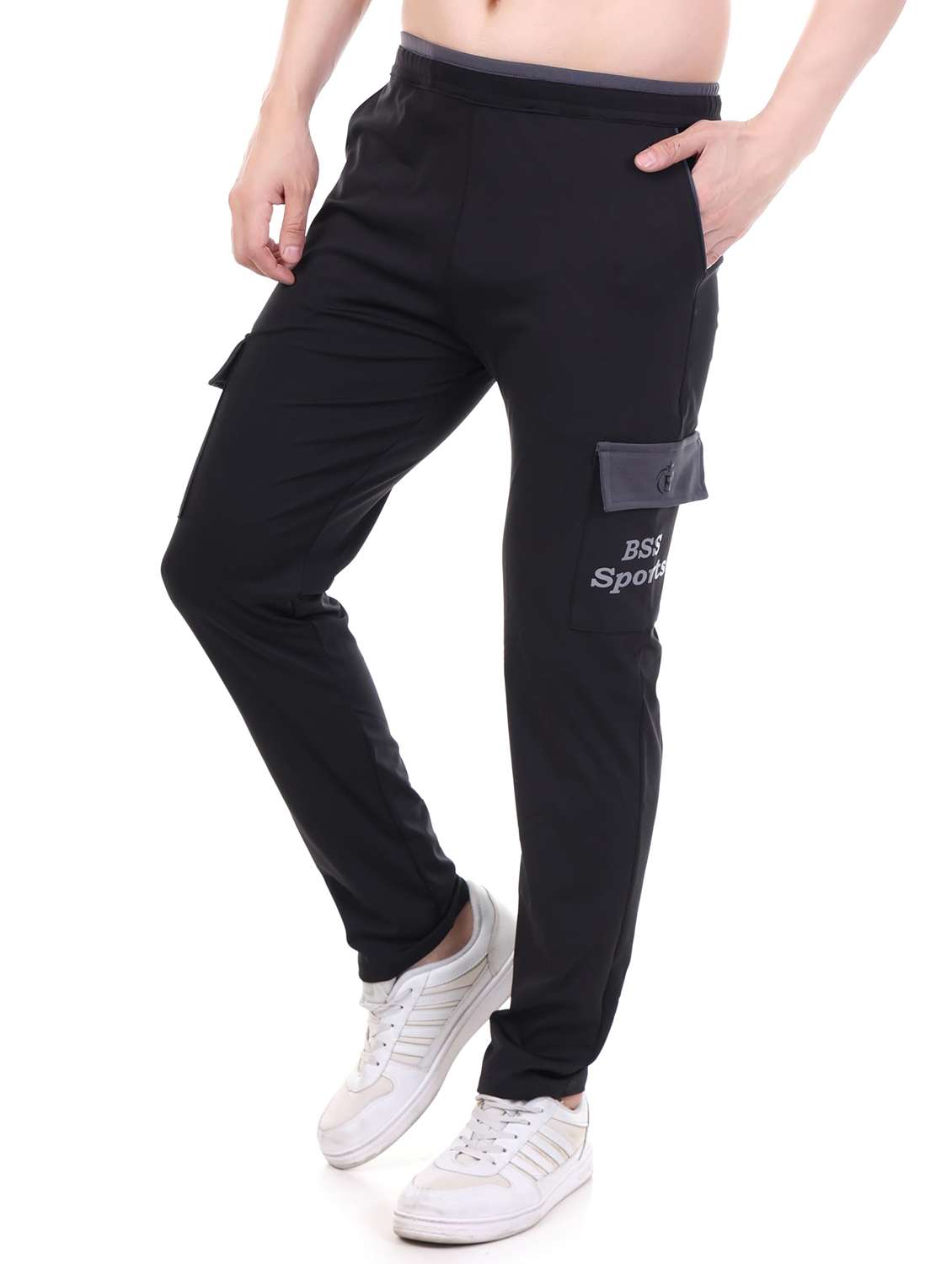 men solid mid rise regular fit cargo