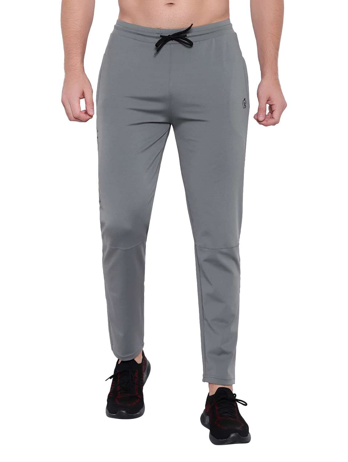 men solid mid rise regular fit track pant