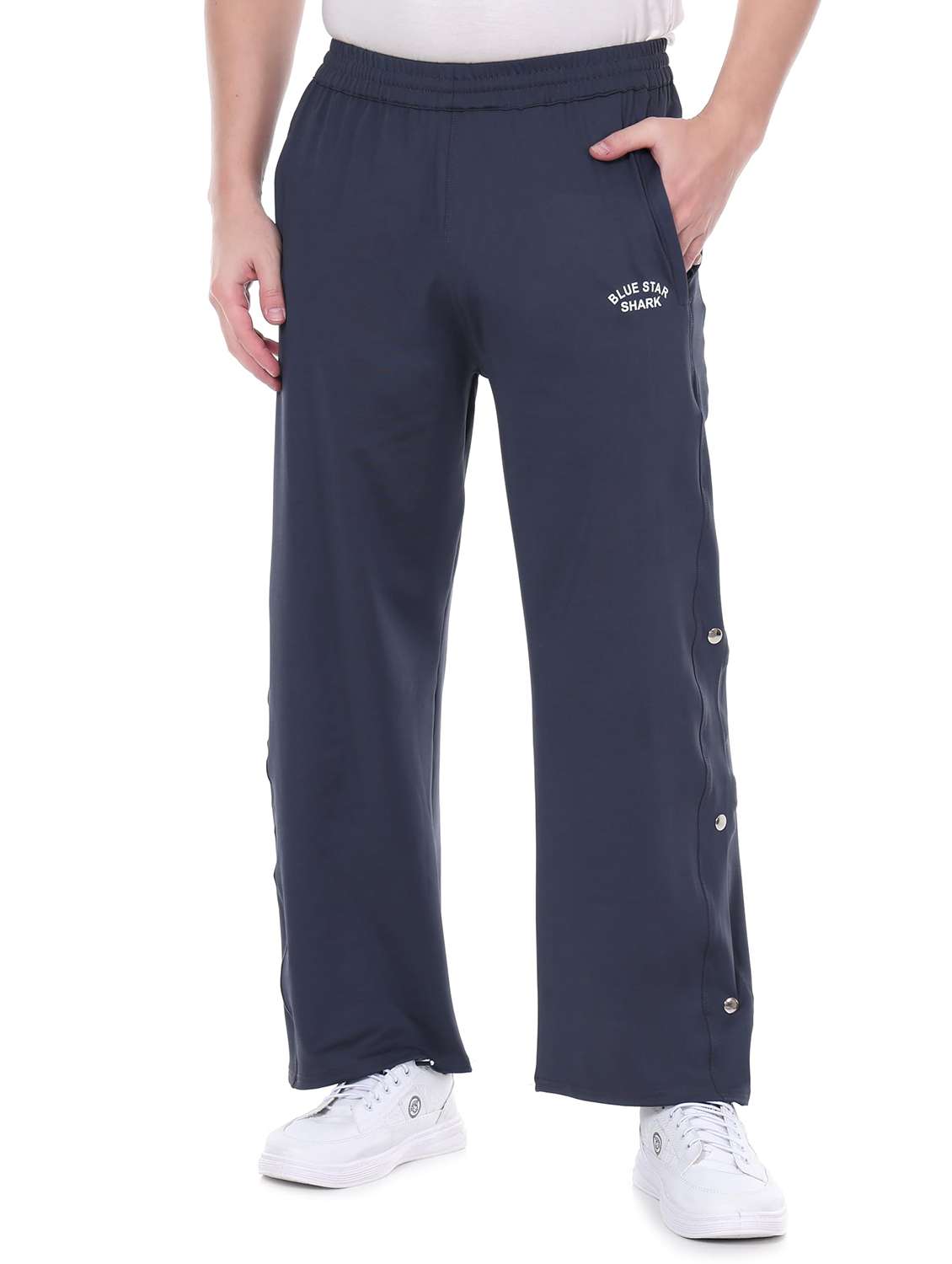 men solid mid rise relaxed fit track pant