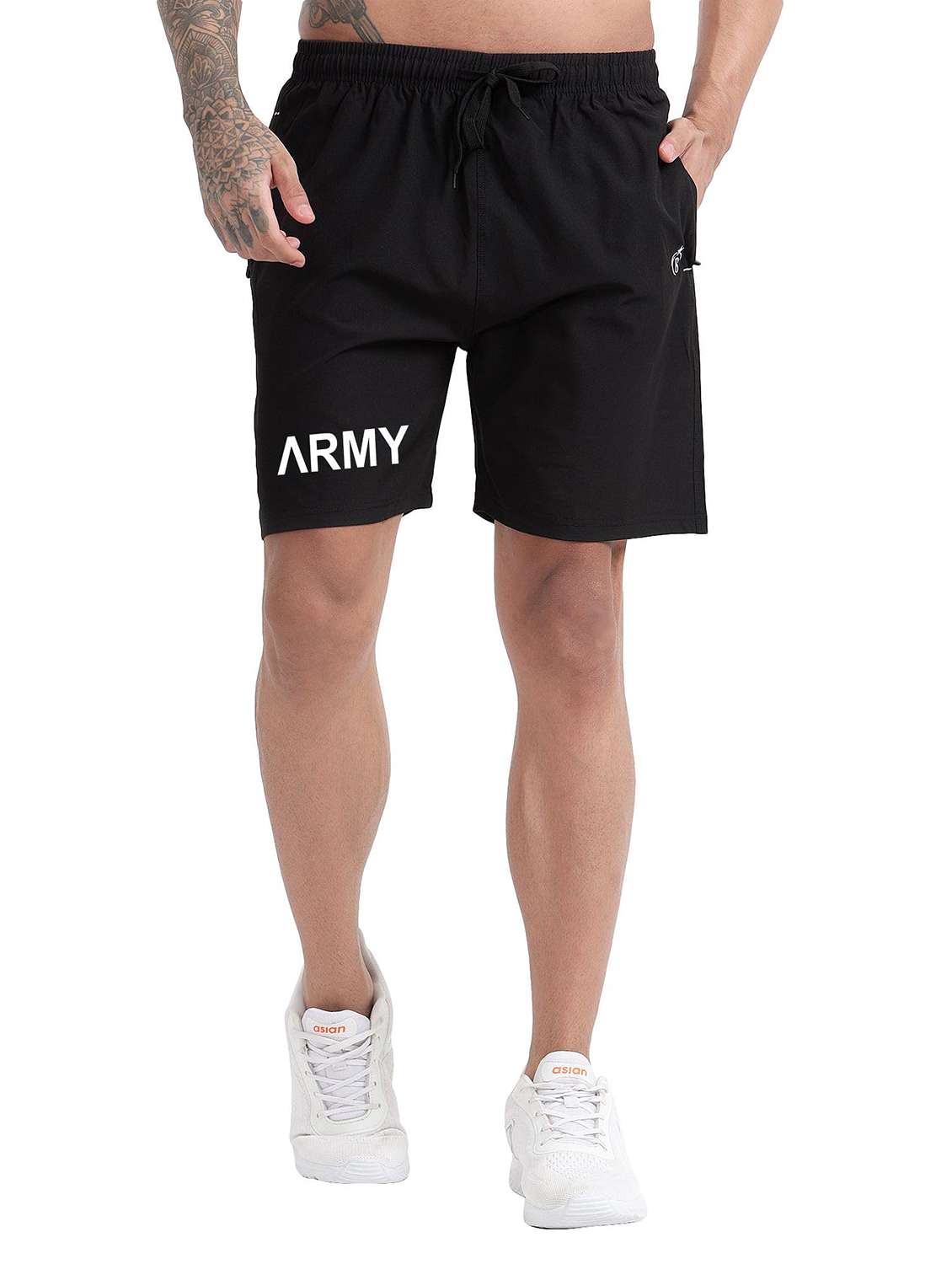 men typographic mid rise regular fit shorts