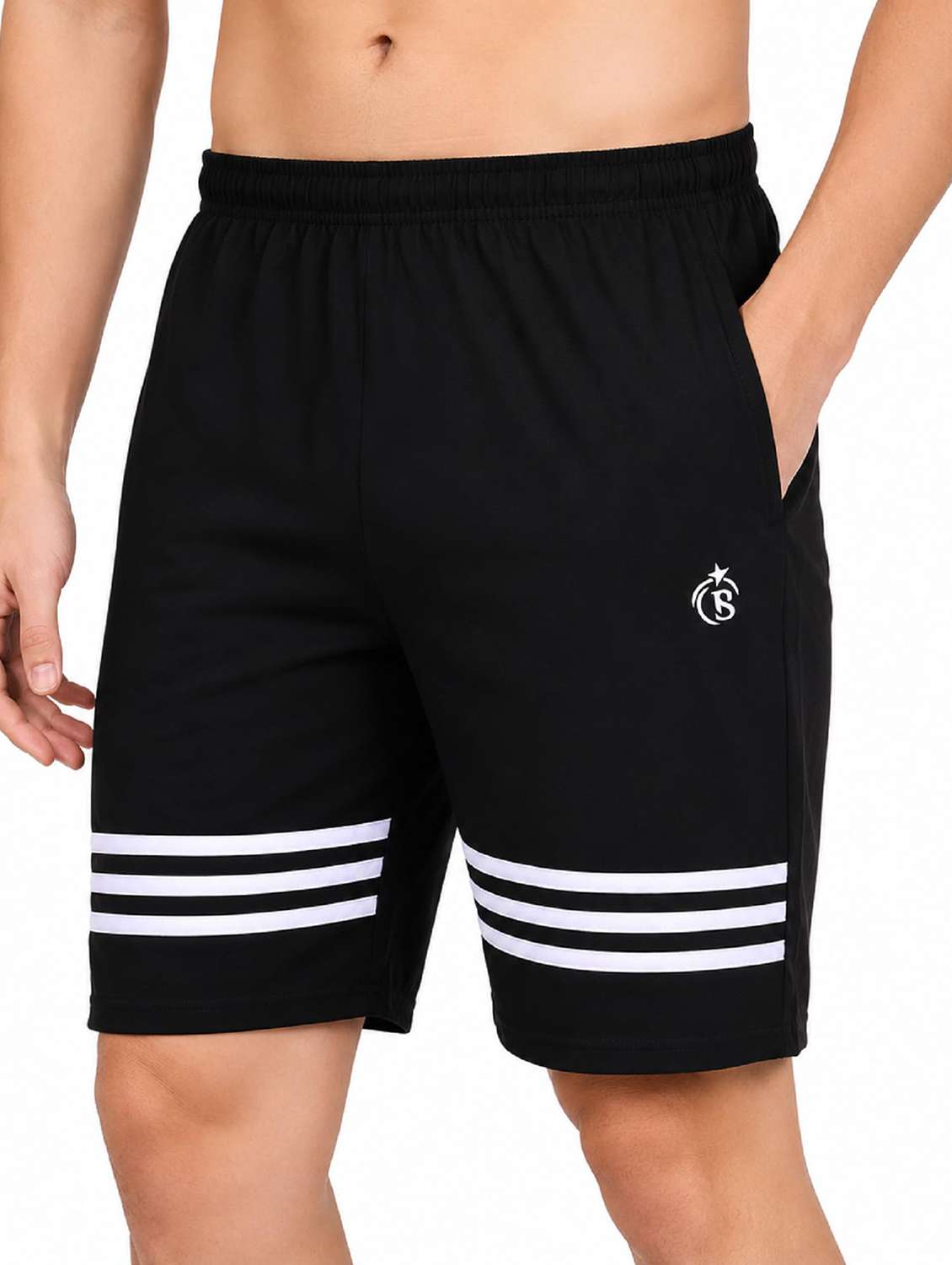 men striped mid rise regular fit shorts