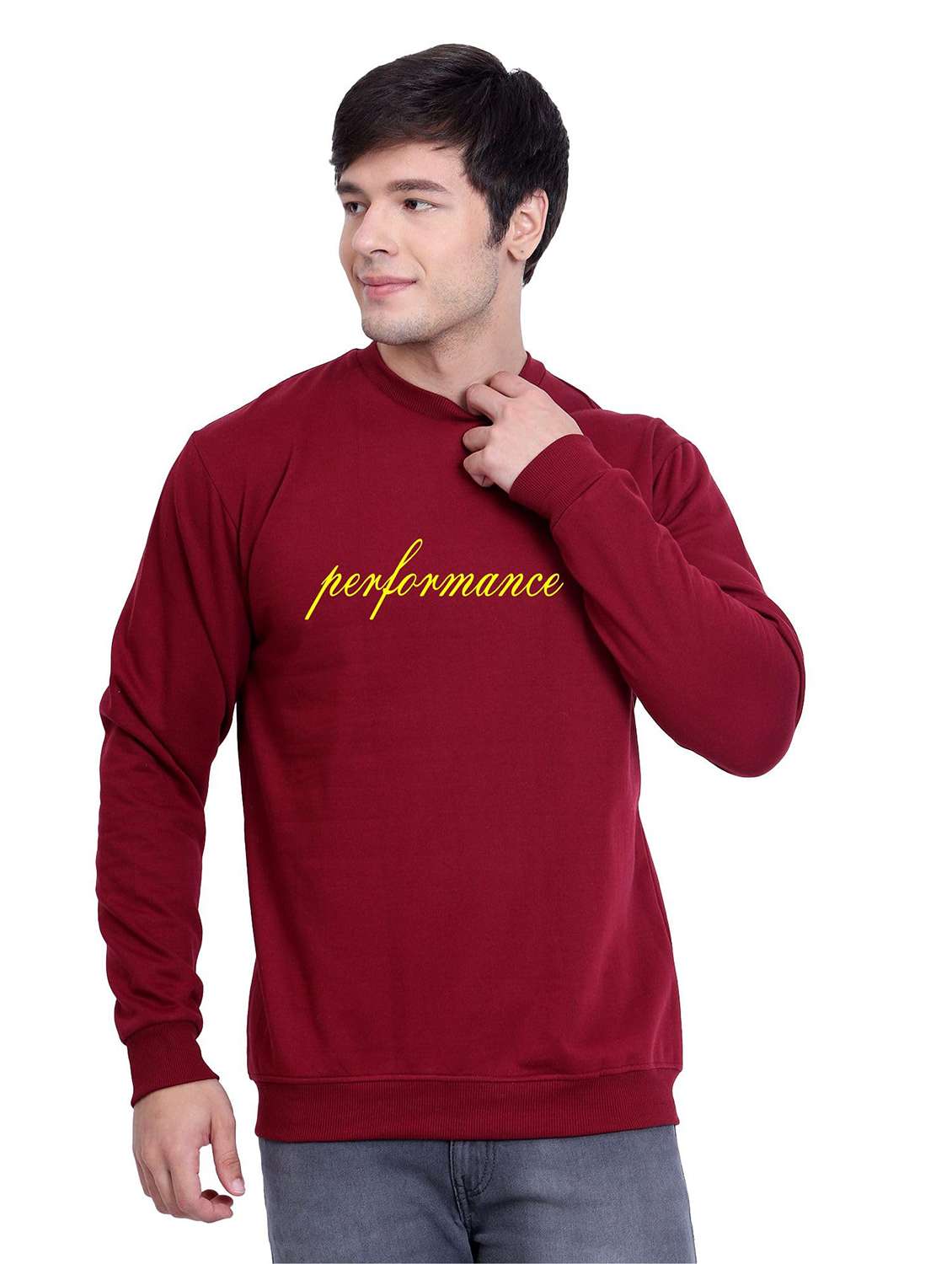 men typographic long sleeves regular fit sweatshirt
