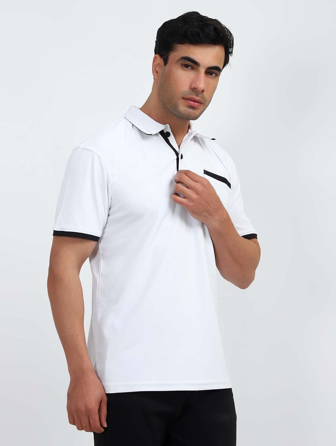 men solid short sleeves polo t-shirt