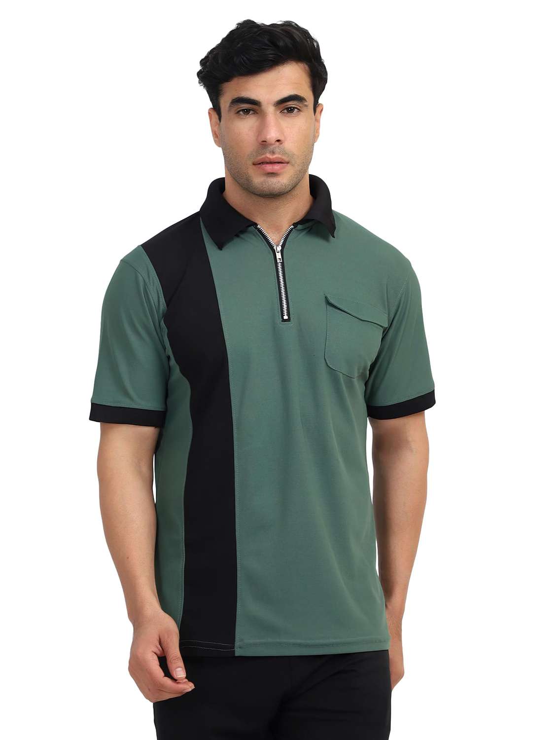 men taped short sleeves polo t-shirt