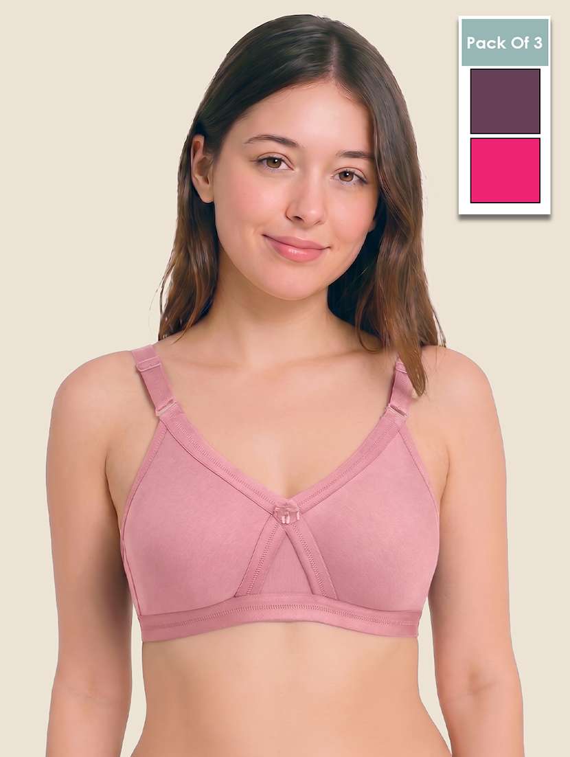 women pack of 3 solid non padded regular bra