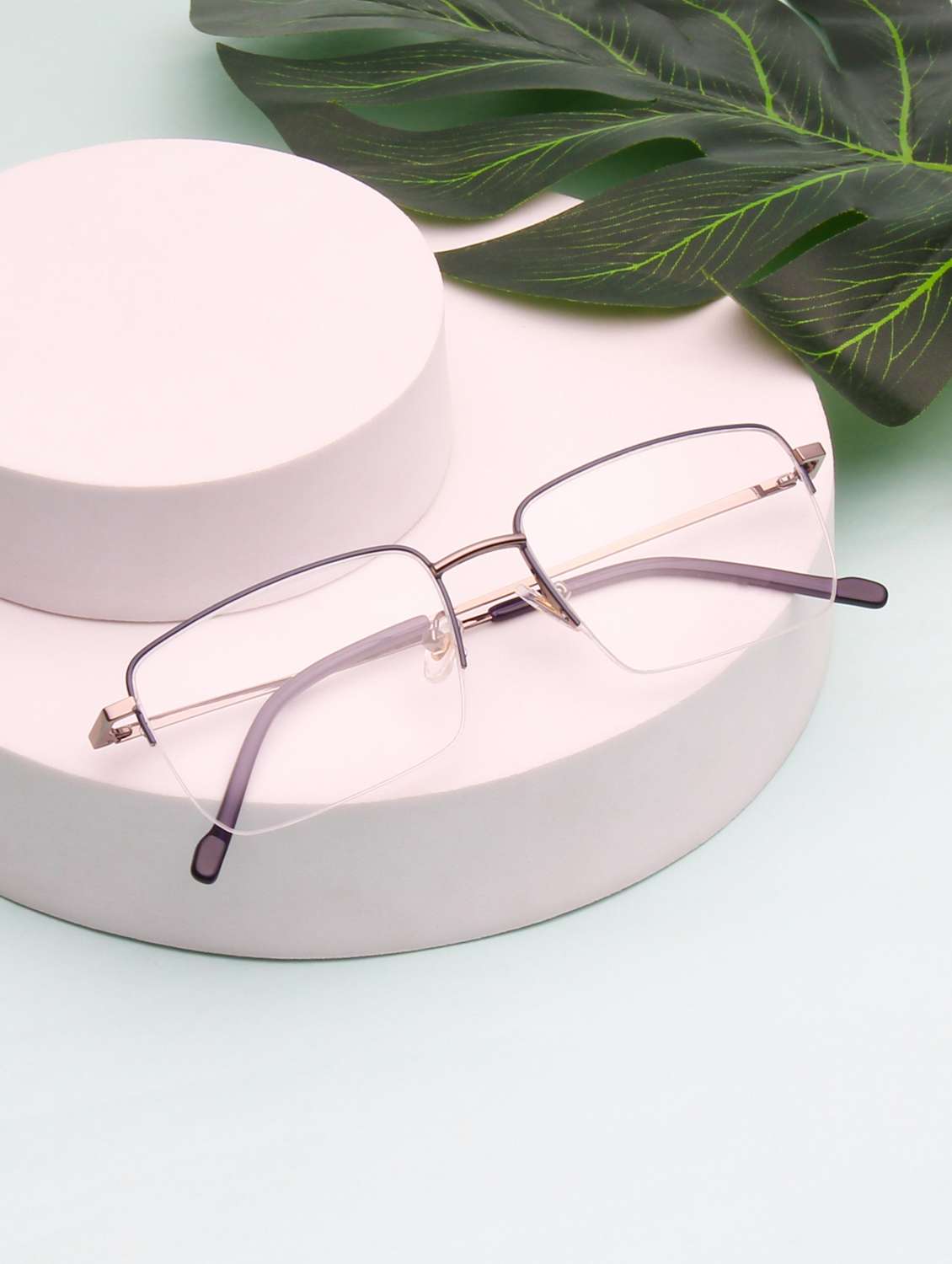 ted smith unisex blue half rim rectangle frame