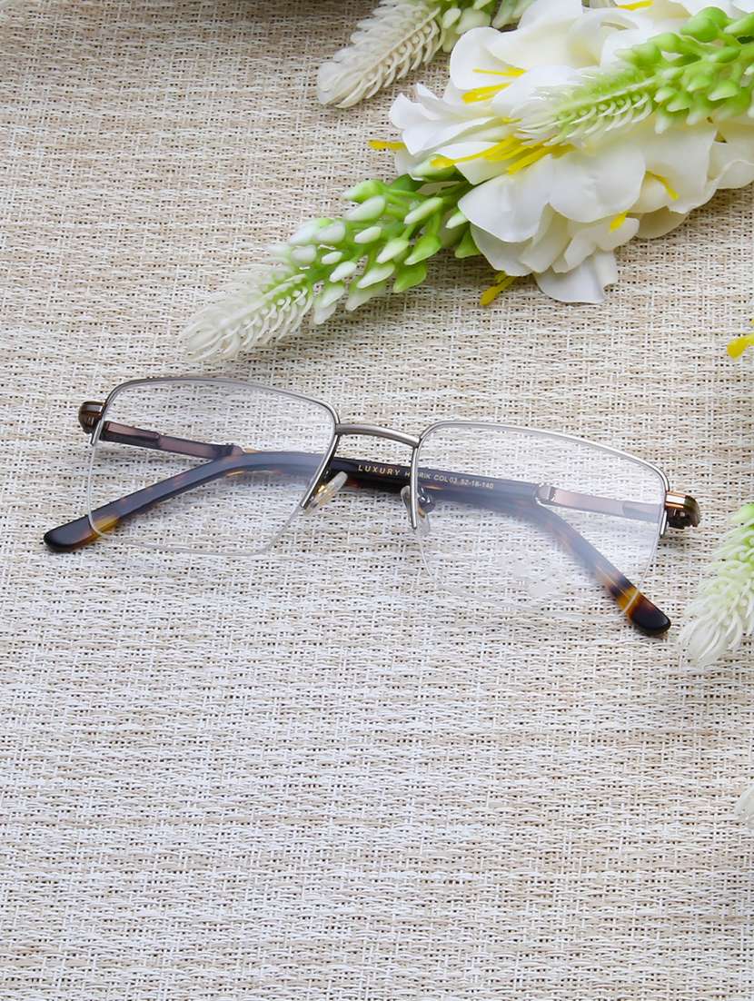 ted smith unisex silver half rim rectangle frame
