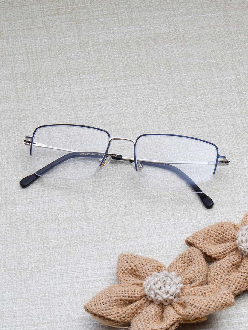 ted smith unisex silver half rim rectangle frame