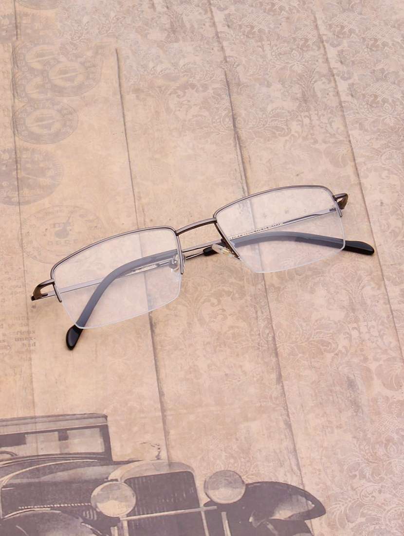 ted smith unisex grey half rim rectangle frame