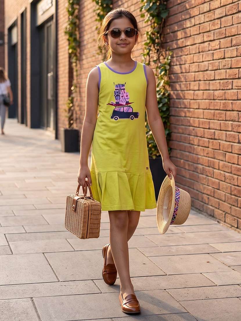 girls printed sleeveless tiered dress