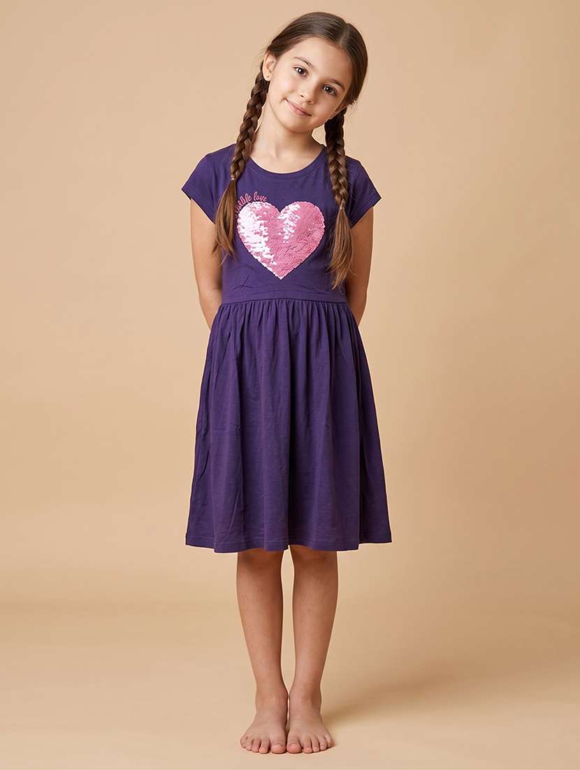 girls solid with work short sleeves a-line dress 