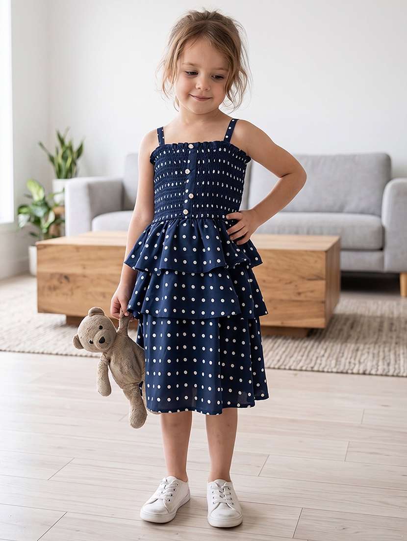 girls printed sleeveless layered dress