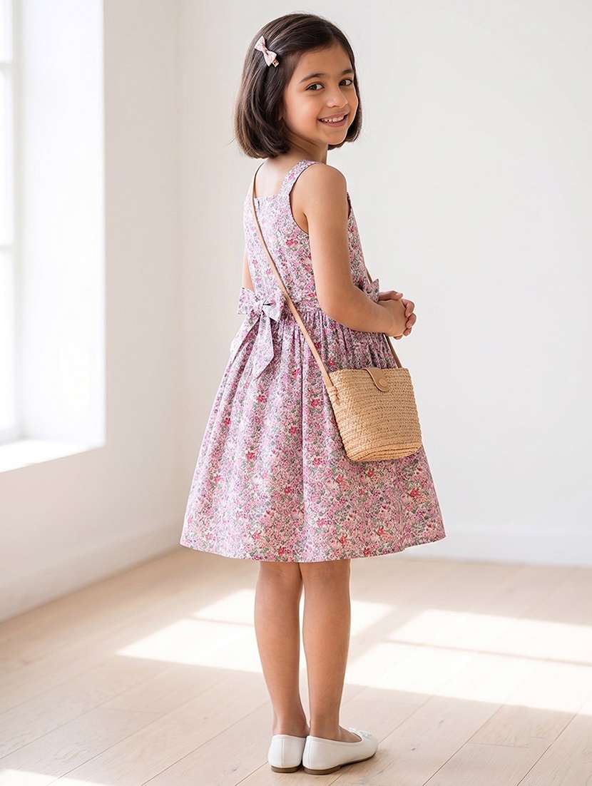 Girls Printed Sleeveless Fit And Flare Dress - 22615503 -  Standard Image - 3