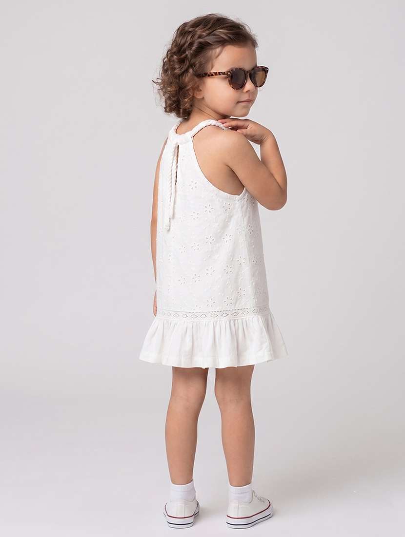 girls self design halter neck tiered dress - 22615510 -  Standard Image - 3