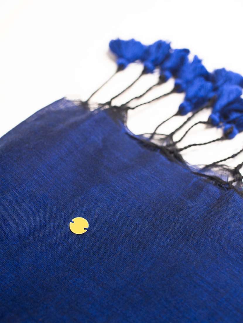 Women Solid With Work Handloom Saree With Blouse - 22615526 -  Standard Image - 5