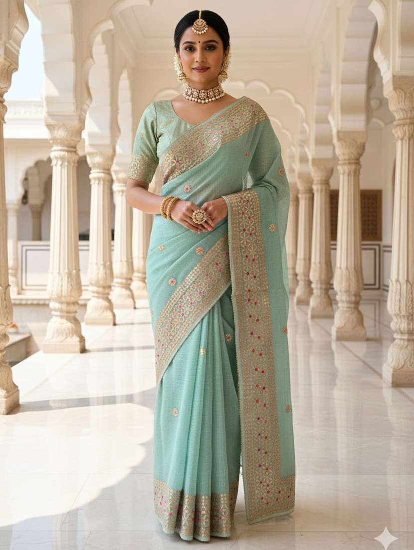 women checkered kota doria saree with blouse