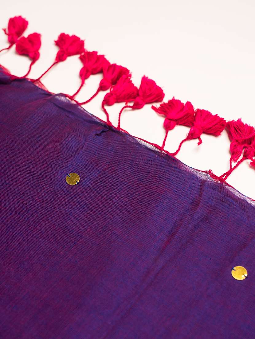 women solid with work handloom saree with blouse - 22615560 -  Standard Image - 3