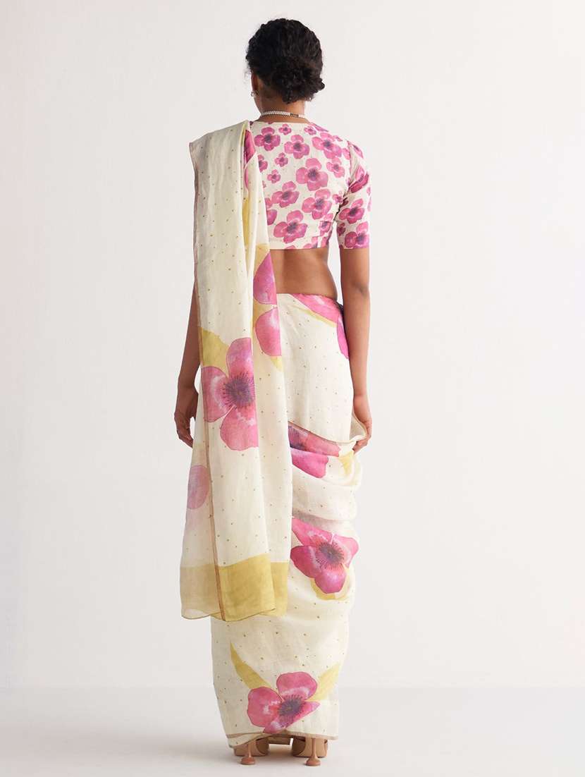 women floral printed saree with blouse - 22615568 -  Standard Image - 3