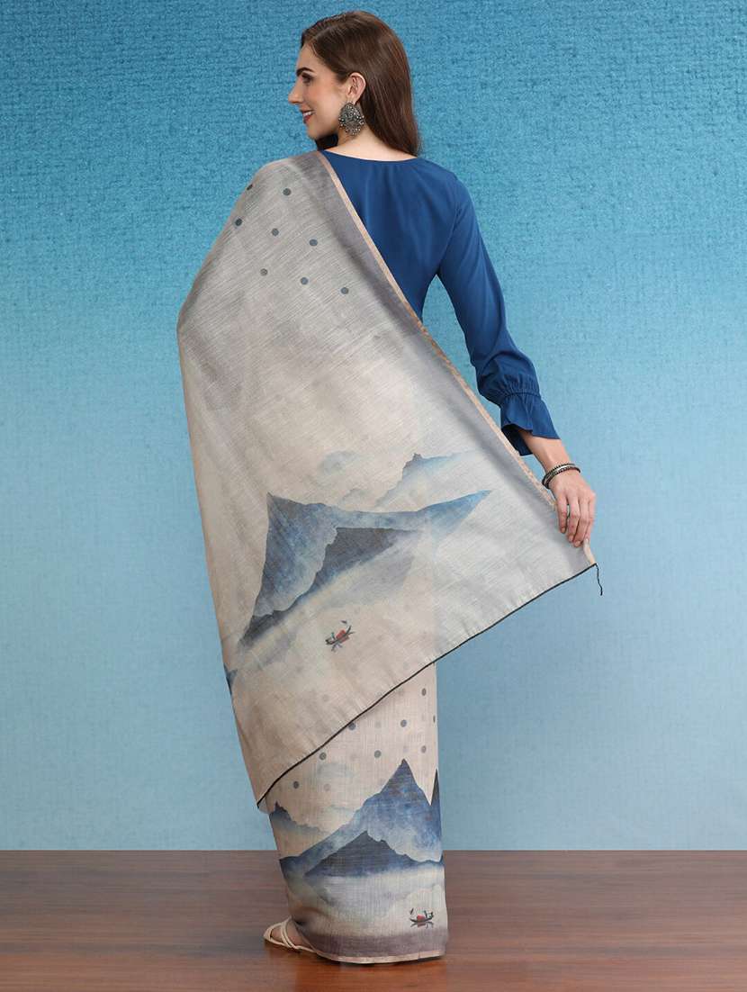 Women Printed Casual Wear Saree With Blouse - 22615569 -  Standard Image - 3